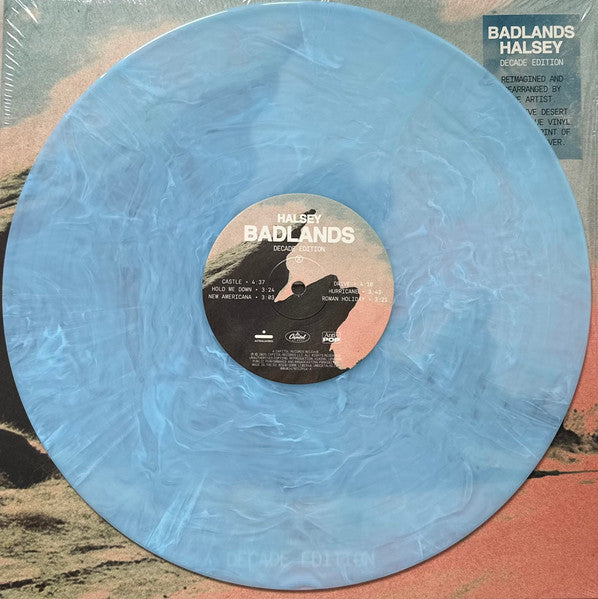 Image of Label Cover of 4725276E: LP - HALSEY, Badlands (Decade Edition) (Capitol Records; 00602478513916, Worldwide 2025, Inner, Poster, Desert Sunset Blue Vinyl) VG+/VG+