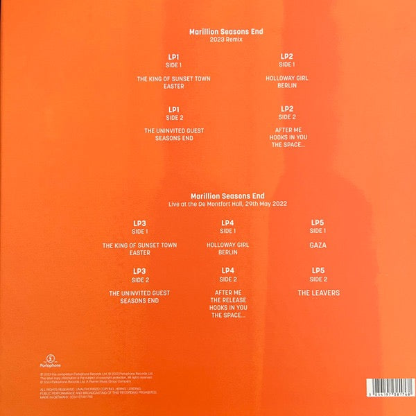 Image of Back Cover of 5xLP - NEW/NEW - MARILLION, Seasons End (Deluxe Edition) (Parlophone; 5054197381768, Europe 2023, Inners, Deluxe Edition, Limited Edition, 2023 Remix), , - 4735183E