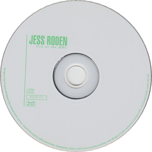 Image of Label Cover of 4855009S: CD - JESS RODEN, Live At The BBC (Band Of Joy Music Ltd. ; BOJCD 015, UK 1996) VG+/VG+