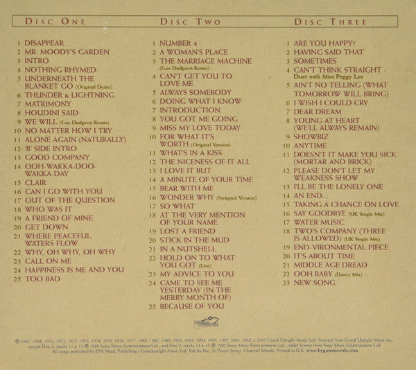 Image of Back Cover of 4855244S: 3xCD - GILBERT O'SULLIVAN, Caricature: The Box (Bygum Records ; BGR 120, UK 2007, Box Set) VG+/VG+