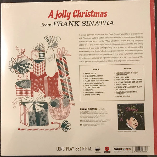 Image of Back Cover of 4855287S: LP - FRANK SINATRA, A Jolly Christmas From Frank Sinatra (WaxTime In Color; 950705, Europe 2021 Reissue, Standard Sleeve, White Vinyl) NEW/NEW