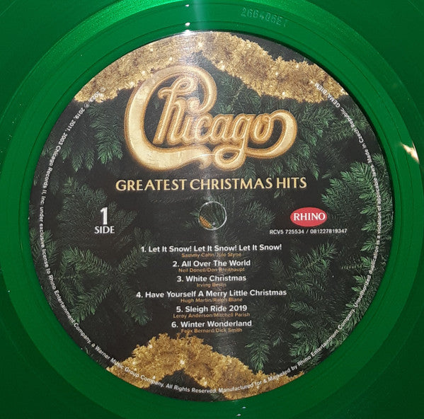 Image of Label Cover of 4845255S: LP - CHICAGO, Greatest Christmas Hits (Rhino Records; RCV5 72553, Worldwide 2023, Green Vinyl) Opened Instore, Still In Stickered Shrinkwrap EX/EX