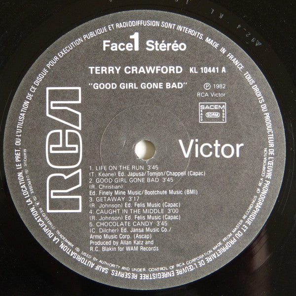 Image of Label Cover of 4825197E: LP - TERRY CRAWFORD, Good Girl Gone Bad (RCA Victor; KL10441, France 1982) A few light hairlines. Edgewear. VG/VG