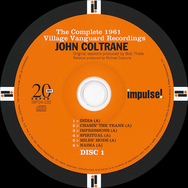 Image of Label Cover of 4935025E: 4xCD - COLTRANE, The Complete 1961 Village Vanguard Recordings (Impulse!; IMPD4-232, US 1997, Box Set, Booklet) VG+/VG+