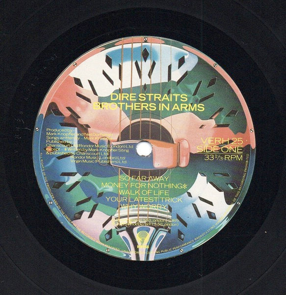 Image of Label Cover of 4925062E: LP - DIRE STRAITS, Brothers In Arms (Vertigo; VERH 25, UK 1985, Inner, "Pounda Tape" Side 1, No "MASTERDISK" on Runouts. Pink Barcode) edg G+/G