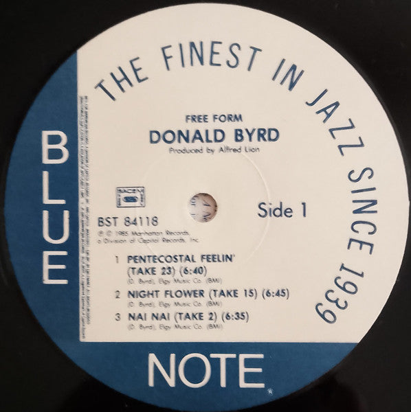 Image of Label Cover of 4925308E: LP - DONALD BYRD, Free Form (Blue Note; BST 84118, France 1985 Reissue) A couple of minor hairlines. VG+/VG+