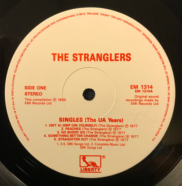 Image of Label Cover of 2xLP - VG/VG - THE STRANGLERS, Singles (The U.A. Years) (Liberty; EM 1314, UK 1989, Gatefold), Hairlines, edge & ring wear, - 3446271S
