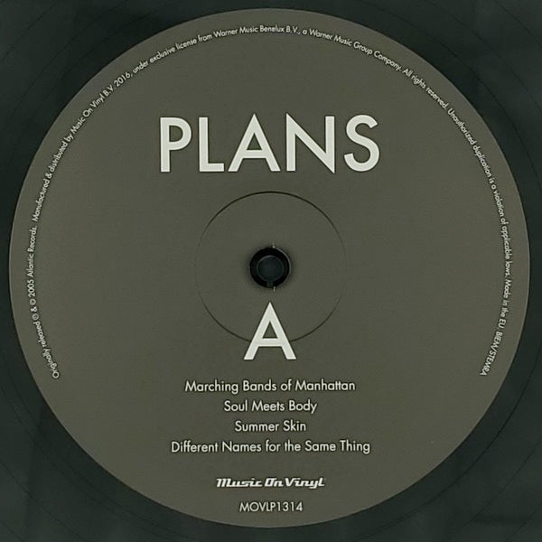 Image of Label Cover of 2xLP - NEW/NEW - DEATH CAB FOR CUTIE, Plans (Music On Vinyl; MOVLP1314, Europe 2016 Reissue, Gatefold, 180 Gram Vinyl), , - 0936118E