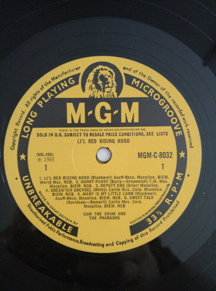 Image of Label Cover of 4925282E: LP - SA THE SHAM AND THE PHARAOHS, Li'l Red Riding Hood (MGM Records; C-8032, UK 1966, Laminated Flipback Sleeve) Rear Flipback Torn G+/G+