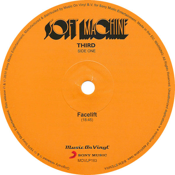 Image of Label Cover of 2xLP - EX/EX - SOFT MACHINE, Third (Sony Music; MOVLP183, Europe 2016, Gatefold, Limited Numbered Edition Transparent vinyl), No.6, - 4925317E