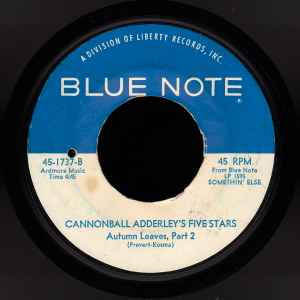 Image of Back Cover of 4955236S: 7" - CANNONBALL ADDERLEY'S FIVE STARS, Autumn Leaves (Blue Note; 45-1737, US 1966) Drill hole. /VG
