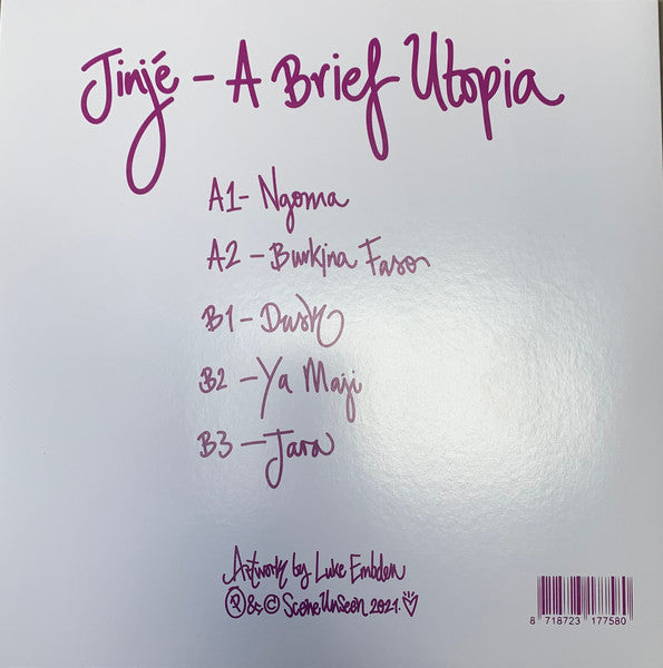 Image of Back Cover of 4925435E: 12" - JINJ�, A Brief Utopia (Scene Unseen; SUN001, UK 2022, Picture Sleeve) VG+/VG+
