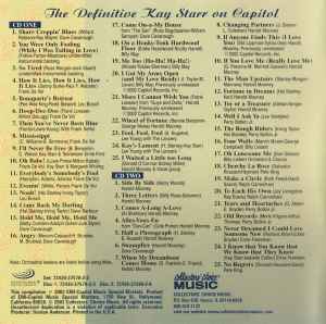 Image of Back Cover of 4955111S: 2xCD - KAY STARR, The Definitive Kay Starr On Capitol (Collectors' Choice Music; CCM-276-2, US 2002, Booklet) Crack on Case (front)