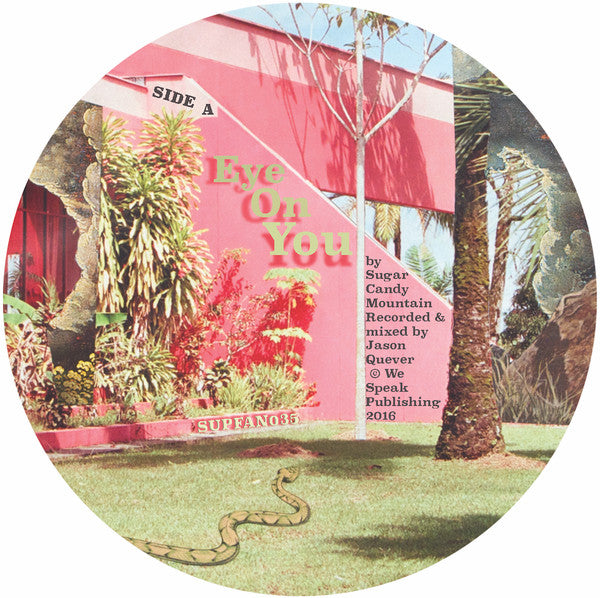 Image of Label Cover of 7" EP - VG+/VG - SUGAR CANDY MOUNTAIN, Eye On You / Sucette (Super Fan 99 ; SUPFAN035, UK 2016, Plastic Sleeve, Label Insert, Stingray Card, Limited Edition of 25, Octagonal, Lathe Cut, Clear Vinyl), , - 5025308E