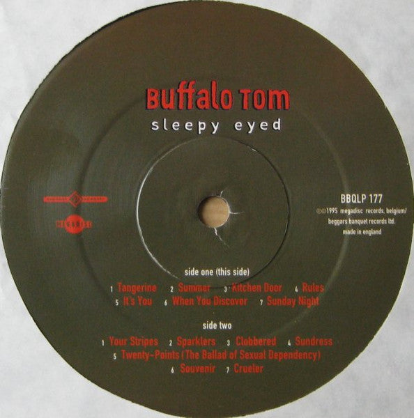 Image of Label Cover of LP - VG+/VG+ - BUFFALO TOM, Sleepy Eyed (Beggars Banquet; BBQLP 177, UK 1995, Textured Sleeve), Light marks on B side. Faint sticker stain on top right corner of sleeve, light creasing., - 5045387S