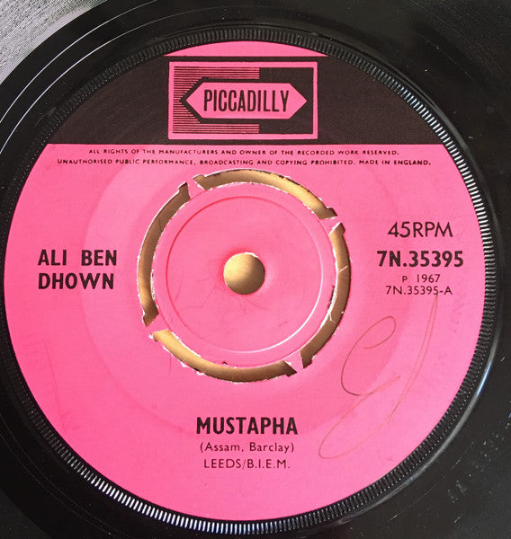 Image of Back Cover of 7" - /G+ - ALI BEN DHOWN, Mustapha / Turkish Delight (Piccadilly; 7N 35395, UK 1967), , - 5025482E