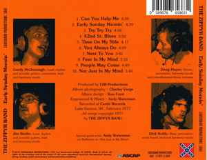 Image of Back Cover of 0456177S: CD - THE ZIPPYR BAND, Early Sunday Mornin' (Crossroad Productions; 5863, US 2019, Jewel Case, Booklet) VG+/VG+