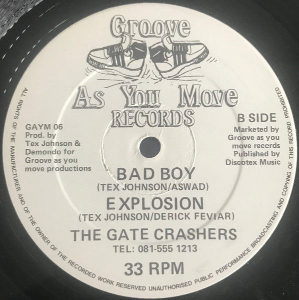 Image of Back Cover of 5215016C: 12" - THE GATE CRASHERS, Dancing In A Mine Field (Groove As You Move Records; GAYM 06, UK 1991) Lots of hairlines and light scuffs. Close to VG. /G+