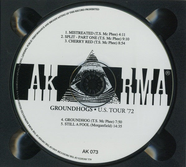 Image of Label Cover of CD - VG+/VG+ - GROUNDHOGS, U.S. Tour '72 (Akarma; AK 073, Italy 1999, Digipak), , - 0116013C
