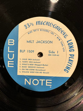 Image of Label Cover of LP - VG/VG+ - MILT JACKSON WITH JOHN LEWIS, PERCY HEATH, KENNY CLARKE, LOU DONALDSON AND THE THELONIOUS MONK QUINTET, Milt Jackson With John Lewis, Percy Heath, Kenny Clarke, Lou Donaldson And The Thelonious Monk Quintet (Blue Note (New York, USA); BLP 1509, US 1966 Reissue, Company Inner, Mono; 'RVG' in runout), Sleeve has wear / scuffs and some light damage at corners. Mecolico sticker on reverse. Inner stained, - 0116322C