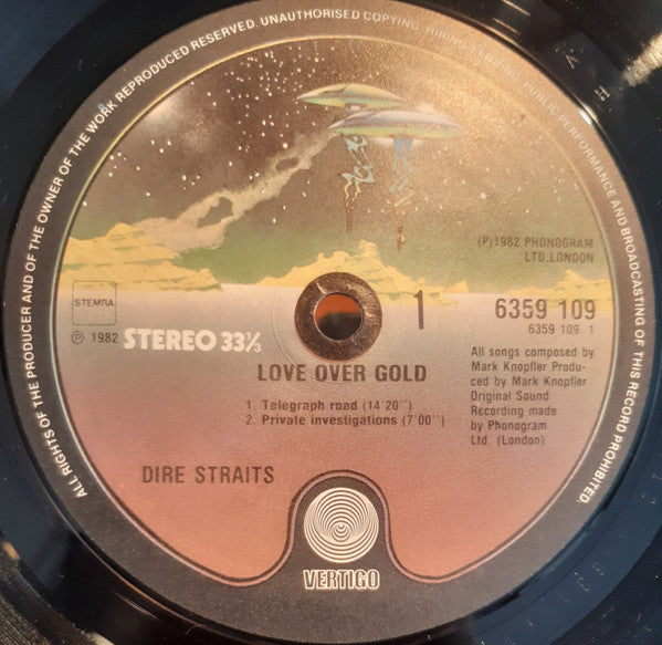 Image of Label Cover of LP - VG/VG - DIRE STRAITS, Love Over Gold (Vertigo; 6359 109, Netherlands 1982, Inner, STEMRA), Edge Wear, - 4346132S