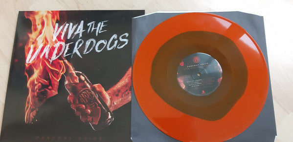 Image of Back Cover of 2xLP - EX/EX - PARKWAY DRIVE, Viva The Underdogs (Epitaph; 7727-1, Europe 2020, Gatefold, Black Inners, Poster, Limited Edition of 300, Black/Orange Swirl Vinyl), Opened from sealed instore, Sleeve still in hype stickered shrinkwrap, - 0116407C