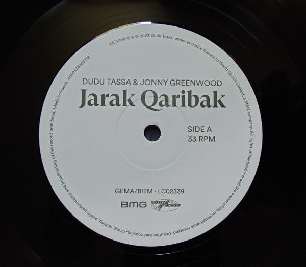 Image of Label Cover of LP - VG+/VG+ - DUDU TASSA, JONNY GREENWOOD, Jarak Qaribak - (World Circuit; WCV108, UK 2023, Insert, Radiohead), , - 0116507C