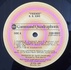 Image of Label Cover of LP - G+/G+ - B.B. KING, Friends (ABC Command Quadraphonic; CQD-40022, US 1975 reissue, Quadraphonic), Sleeve torn around opening, sticker on rear. , - 0126203E