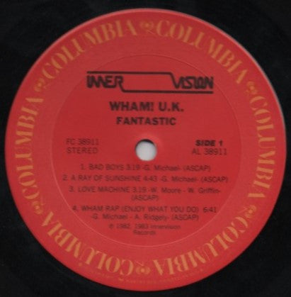 Image of Label Cover of LP - VG/VG+ - WHAM! U.K., Fantastic (Columbia; FC 38911, US Reissue, Inner, Hype Sticker on Shrink), , - 0246101S