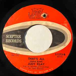 Image of Back Cover of 7" - /VG - JUDY CLAY, My Arms Aren't Strong Enough / That's All (Scepter Records; S1273, US 1964), , - 0256255S