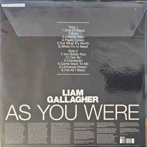 Image of Back Cover of LP - EX/EX - LIAM GALLAGHER, As You Were (Warner Records; 5021732856944, Europe 2025 Reissue, Stickered Clear Plastic Sleeve With Die Cut Card Inner, Zoetrope Picture Disc), SEALED, - 0246268S