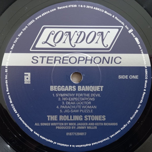 Image of Label Cover of LP - VG+/VG+ - THE ROLLING STONES, Beggars Banquet (ABKCO; 018771204817, Europe 2023 Reissue, Gatefold), , - 3146143S