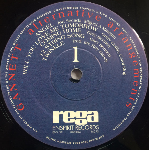Image of Label Cover of LP - EX/EX - GANNETT, Alternative Arrangements (Rega Research Limited; ENS 001, UK ), , - 0326142E