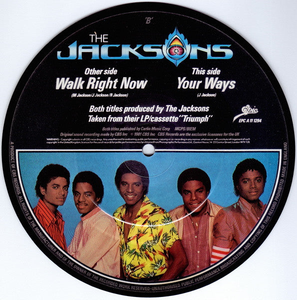 Image of Back Cover of 7" - /VG+ - THE JACKSONS, Walk Right Now / Your Ways (Epic; EPC A 11 1294, UK 1981, Picture Disc), , - 0326253E