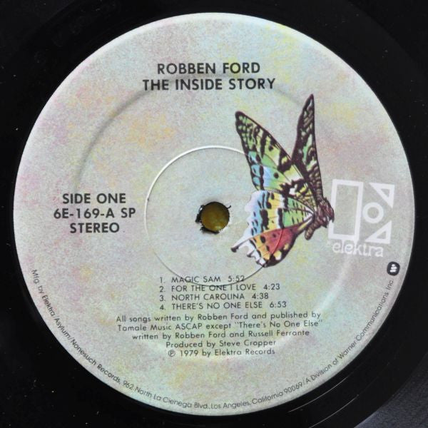 Image of Label Cover of LP - VG/VG - ROBBEN FORD, The Inside Story (Elektra; 6E-169, US 1979, Inner), Sleeve worn at edges with bumped / creased corner. Inner split at edges, - 0316228C