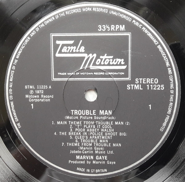 Image of Label Cover of LP - VG/VG - MARVIN GAYE, Trouble Man (Tamla Motown ; STML 11225, UK 1973, Laminated Sleeve, Inner), Vinyl plays great with subtle noise during intros., - 4346339S