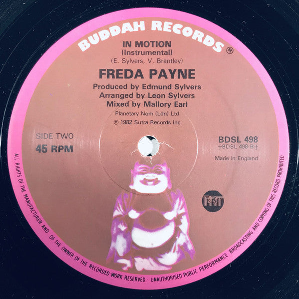 Image of Back Cover of 0326369E: 12" - FREDA PAYNE, In Motion (Buddah Records; BDSL 498, UK 1982, Plain Sleeve) /VG