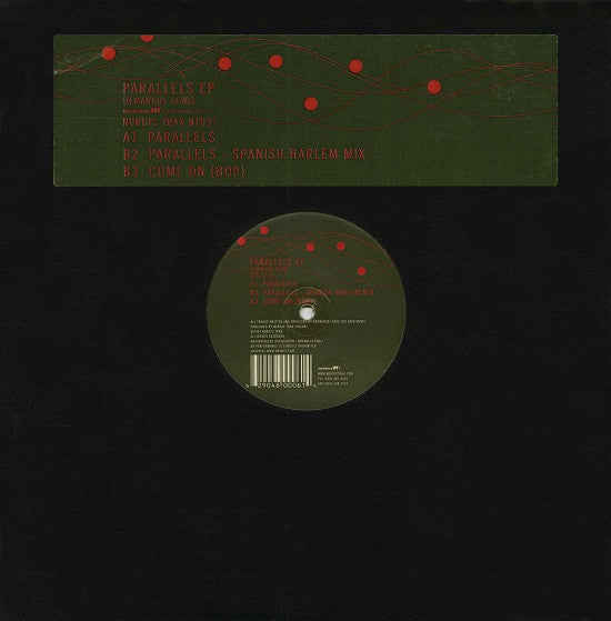 Image of Back Cover of 0416028C: 12" EP - DEMARKUS LEWIS, Parallels EP (Nordic Trax; NT037, Canada 2004, Stickered Plain Die Cut Sleeve) Solid VG, plays nicely with some light hairlines. Label is noticable visually damaged from rectangular sticker. Sleeve is worn and, sticker fading somewhat. VG/VG