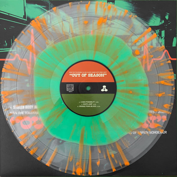 Image of Label Cover of 0426055E: LP - IVAN THE TOLERABLE & HIS ELASTIC BAND WITH MIKE WATT, Out Of Season (Stolen Body Records; SBR075, UK 2020, Limited Edition, Clear With Green Blob & Orange Splatter) VG+/VG+