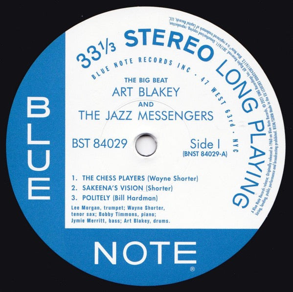 Image of Label Cover of LP - NEW/NEW - ART BLAKEY & THE JAZZ MESSENGERS, The Big Beat (Blue Note; 3817611, Worldwide 2021 Reissue), , - 0416278C