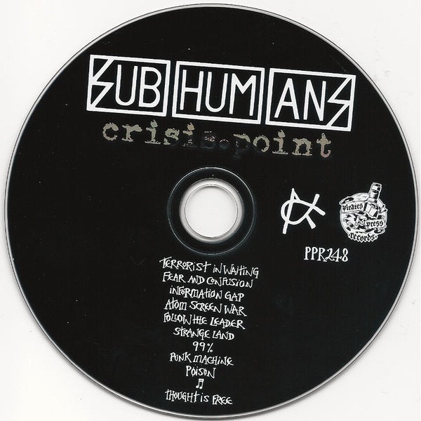 Image of Label Cover of 0516009C: CD - SUBHUMANS, Crisis Point (Pirates Press Records; PPR248, UK & US 2019, Fold Over Card Sleeve, Poster) VG+/VG+