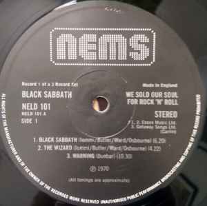 Image of Label Cover of 0546025S: 2xLP - BLACK SABBATH, We Sold Our Soul For Rock 'N' Roll (NEMS; NELD 101, UK 1975, Gatefold, Glued-in Booklet) Strong VG, a few haorlines only, ring wear VG/VG
