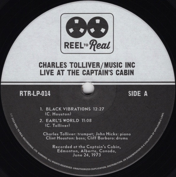 Image of Label Cover of 2xLP - EX/EX - CHARLES TOLLIVER / MUSIC INC, Live At The Captain's Cabin (Reel To Real; RTRLP014, USA & Canada 2024, Gatefold, Booklet, 180 Gram Vinyl, RSD, Numbered), Opened Instore, - 3316138C