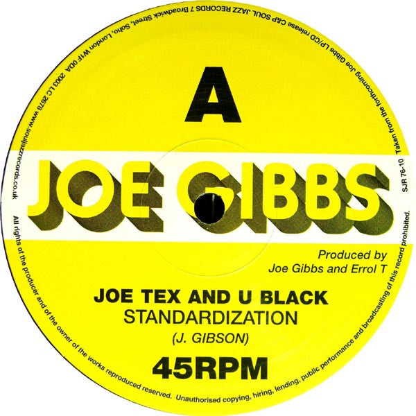 Image of Label Cover of 0516410C: 10" - JOE TEX (2) & U BLACK / JOE GIBBS & THE PROFESSIONALS, Standardization / Colour TV (Soul Jazz Records; SJR 076-10, UK 2003, Company Sleeve) VG+/VG+