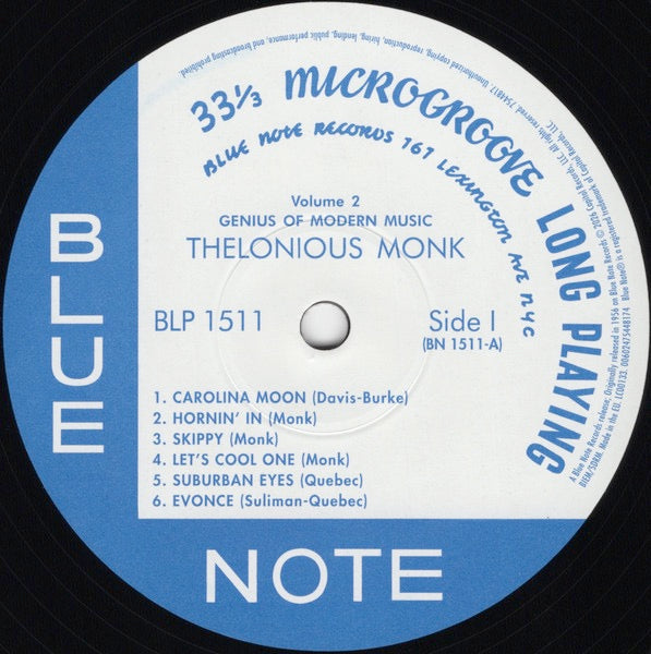 Image of Label Cover of LP - NEW/NEW - THELONIOUS MONK, Genius of Modern Music, Vol. 2 (1947-52) (Verve; 7544817, Europe 2026 Reissue, Jazz legend Thelonious Monk made his earliest recordings as a leader for Blue Note in 1947 and over the next five years Alfred Lion recorded the pianist in a variety of settings documenting his utterly unique music. The 1956 12 compilation Genius of Modern Music, Vol. 2 (BLP 1511) featured classic Monk compositions including Straight No Chaser , Four In One , and Monk s