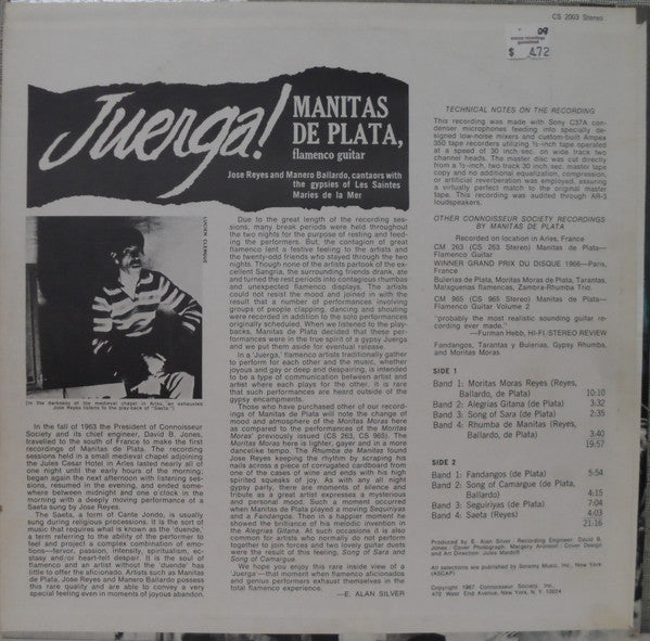 Image of Back Cover of LP - VG+/VG - MANITAS DE PLATA, Juerga! (Connoisseur Society; CS 2003, US 1967), , - 0626017E