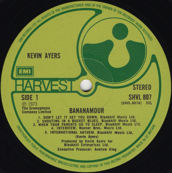 Image of Label Cover of 0646088S: LP - KEVIN AYERS, Bananamour (Harvest; SHVL 807, UK 1973, Textured Gatefold) Edge Wear VG/VG