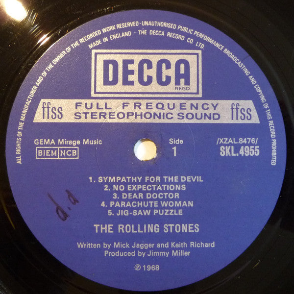 Image of Label Cover of LP - VG+/EX - THE ROLLING STONES, Beggars Banquet (Decca Blue Boxed; SKL 4955, UK 1977 Reissue, Laminated Gatefold Sleeve, Company Inner), Lovely Copy, - 0626132E