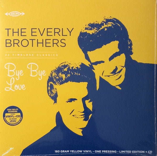Image of Front Cover of LP - NEW/NEW - THE EVERLY BROTHERS, Bye Bye Love (Culture Factory (France).; 3700477840815, UK 2026, With CD, Yellow Vinyl), , The Everly Brothers helped shape early rock & roll with their flawless harmonies and unforgettable melodies. This Bye Bye Love compilation gathers their most essential recordings, including Bye Bye Love, Wake Up Little Susie, All I Have to Do Is Dream, Cathy s Clown, Lucille, and Crying in the Rain. Fully remastered for optimal sound, every track