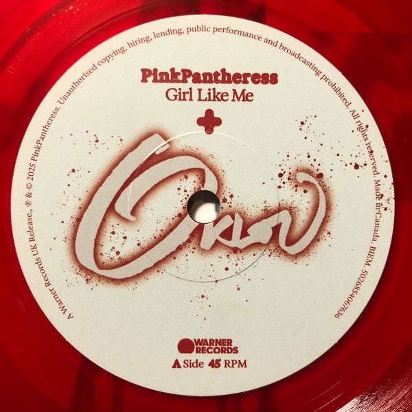 Image of Label Cover of 7 - NEW/NEW - PINKPANTHERESS, Girl Like Me (Warner Records; , UK 2026, Picture Sleeve, Red Vinyl), , Following the success of her critically acclaimed sophomore mixtape Fancy That and its star-studded remix expansion Fancy Some More?, PinkPantheress delivers an essential Record Store Day exclusive: the fan-favorite track "Girl Like Me." This limited RSD edition features the original track along with reimaginings by Kaytranada and Oklou. A masterclass in earworm production, "Girl Lik